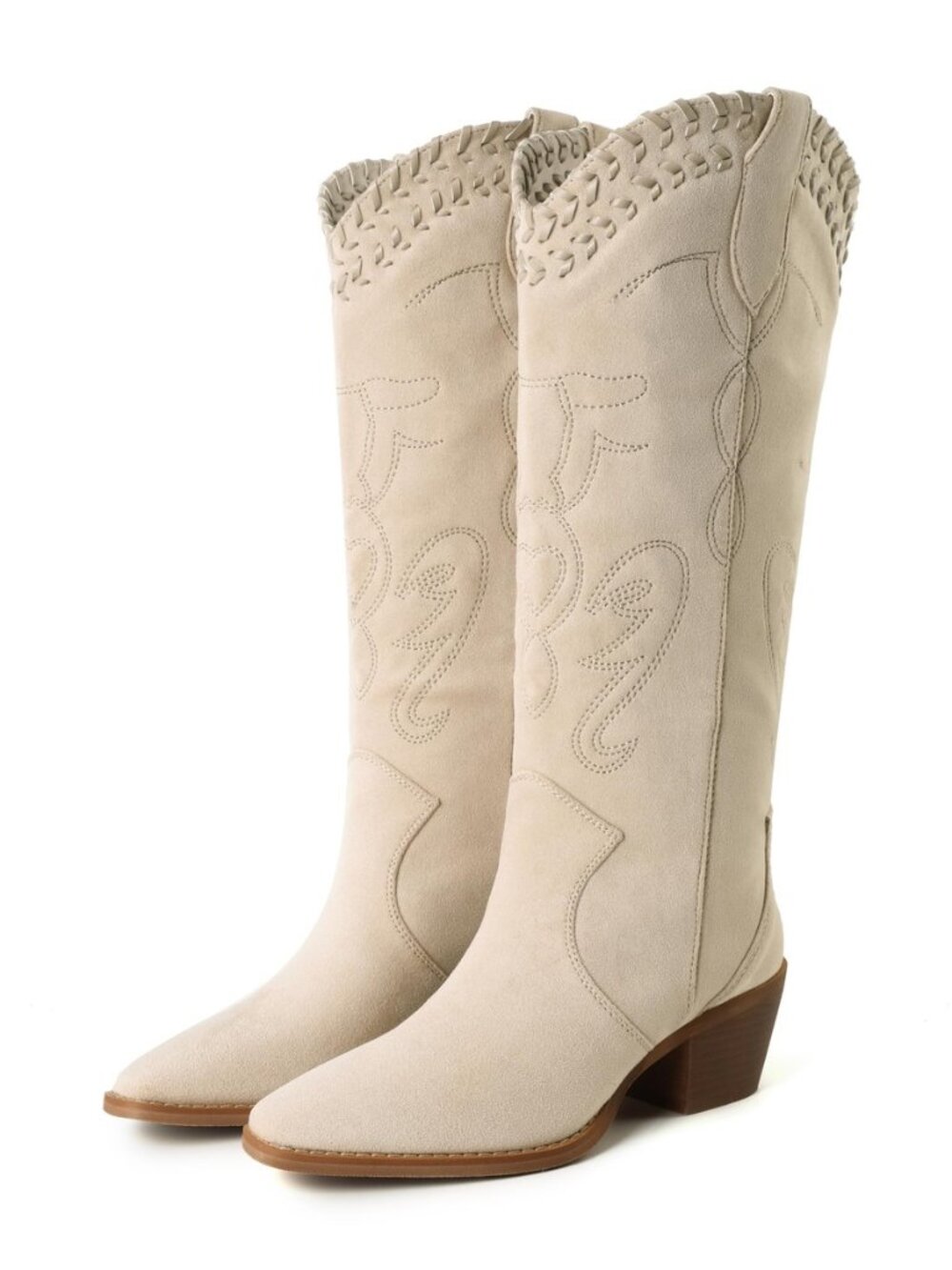 Cowboy Boots Women Knee High Cowgirl Embroidered Chunky Heel Boots